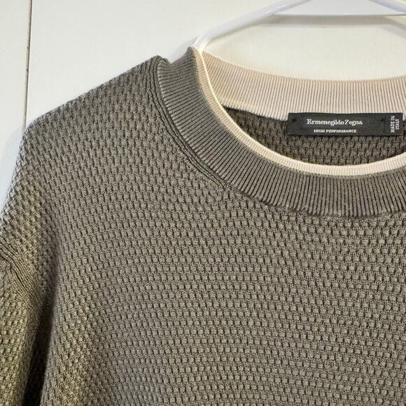 Ermenegildo Zegna High Performance Textured Knit Wool Sweater Italy Green Sz 52 - Picture 5 of 7